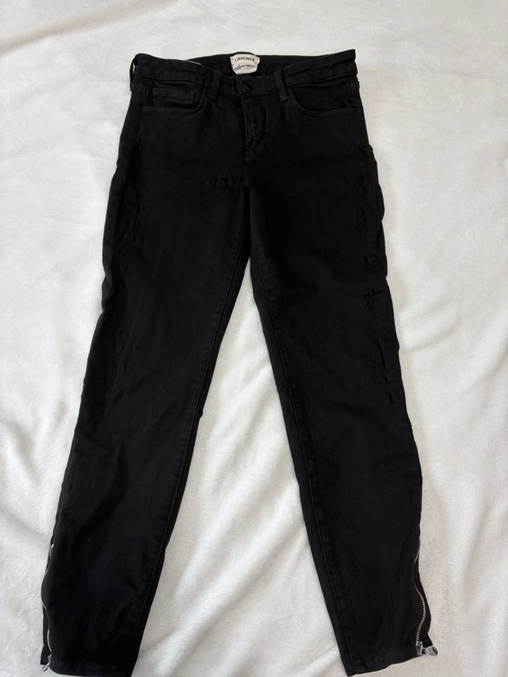 L'AGENCE Black Skinny Jeans with Zip Hem
